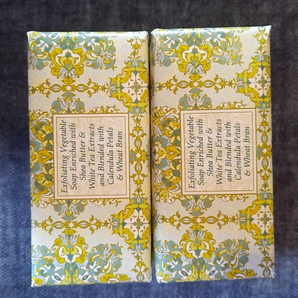 White Tea Calendula Shea Butter Exfoliating Spa Bar Soap Set 10.5oz Bars Body - Picture 2 of 4